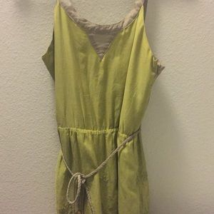 Short green cotton and silk sundress